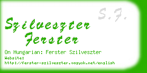 szilveszter ferster business card